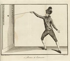 Treatise Gallery: Gentleman fencer in third position of extension