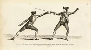 Thrust Collection: Gentleman fencers in thrust and guard positions