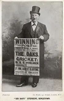 Oaks Prints: Gentleman holding up The Winning Post Paper