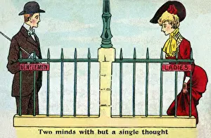 A Gentleman and a Lady descend into a public convenience