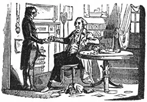 Gentleman paying a tradesman or servant, c1800