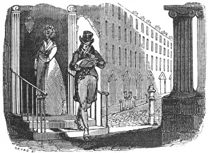 1810s Prints: Gentleman reading in street, c. 1800