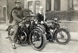 Two gentlemen on 1925 and 1923 vintage Rudge 500cc ohv bikes