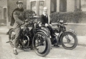 Two gentlemen on 1925 and 1923 vintage Rudge 500cc ohv bikes Two gentlemen on 1925 and 1923 vintage Rudge 500cc ohv bikes