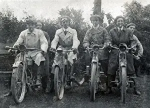 Nineteen Prints: Gentlemen bikers on their veteran early 1900s motorcycles