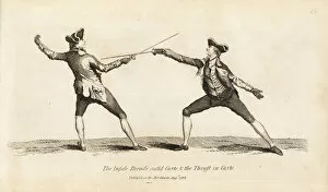 Thrust Collection: Gentlemen fencers in Carte thrust and parry
