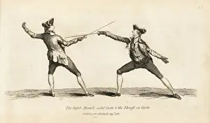 Angelo Prints: Gentlemen fencers in Carte thrust and parry