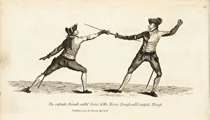 Angelo Prints: Gentlemen fencers in Tierce parry and thrust positions
