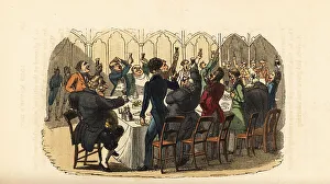 Rudolph Ackermann Prints: Gentlemen making a toast at the Lord Mayor's Day dinner