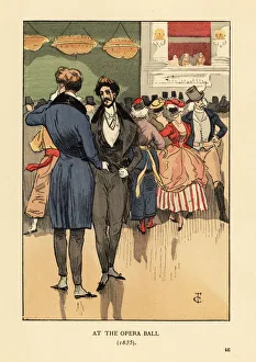 Beret Collection: Two gentlemen at the Opera Ball, 1835
