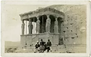 Images Dated 1st July 2016: Six Gents sitting beside Porch of the Caryatids, Acropolis