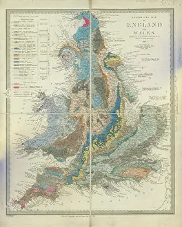 Linen Prints: Geological map of England and Wales (Murchison, 1843)