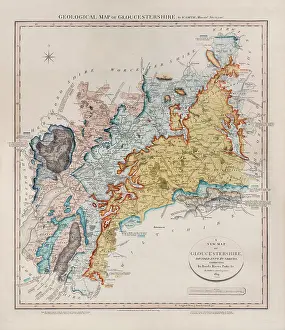 Smiths Prints: Geological Map of Gloucestershire (William Smith, 1819)