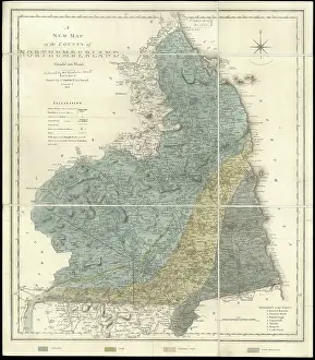 Engraved Prints: Geological map of Northumberland (Wood, 1831)