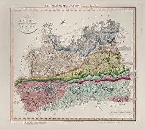 Smiths Prints: Geological Map of Surry (William Smith, 1819)