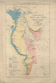 Transactions Prints: Geological Sketch Map of Egypt and Sinai (Topley 1888)