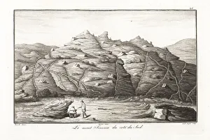 Slopes Prints: Geologist and artist sketching Mount Somma, Vesuvius, Naples, It