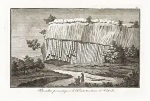 Mineralogy Prints: Geologist and artist studying the basalt prisms near Ferento, Vi