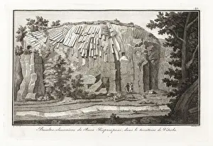 Mineralogy Prints: Geologists studying the basalt columns at Roccarespampani, Viter