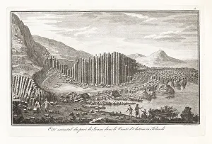 Geologists Prints: Geologists studying the eastern side of the Giant's Causeway, 18