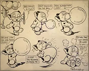 Blow Prints: George Ernest Studdy -- Bonzo blowing up balloons