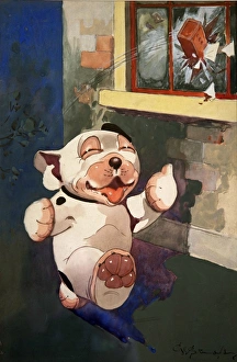 Images Dated 5th October 2014: George Ernest Studdy, Bonzo and broken window