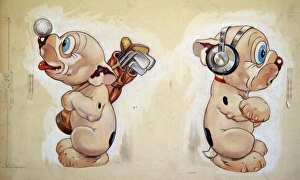 Images Dated 5th October 2014: George Ernest Studdy, Bonzo with golf clubs and headphones