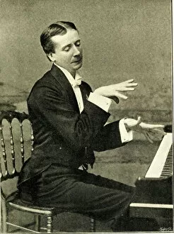Comedian Collection: George Grossmith, comedian, playing piano (3 of 4) Date: 1890s