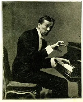 Exaggerated Prints: George Grossmith, comedian, playing piano (4 of 4) Date: 1890s