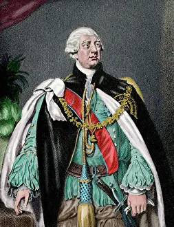 Napoleonic Prints: George III of the United Kingdom (1738-1829). Engraving. Col
