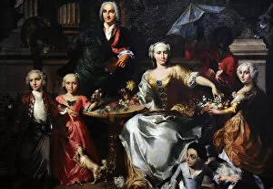 Bourgeoisie Collection: George Jackson and his family, 1737, by Carl Marcus Tuscher