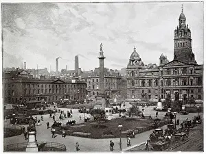 Chambers Prints: George Square, Glasgow with the City Chambers or Municipal Buildings that was built i 1889