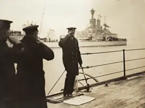 George V on board battleship HMS Queen Elizabeth