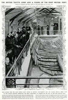 Images Dated 24th April 2019: George V inspecting Roman galley unearthed in London 1912