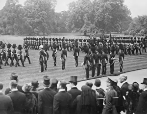 George V presenting colours to Irish Guards