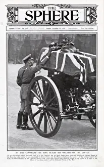 George V putting wreath on Unknown Warriors coffin 1920