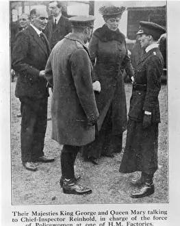 George V and Queen Mary visit munitions factory, WW1