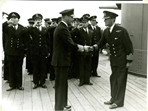 Images Dated 12th July 2016: George VI aboard HMS Duke of York, Scapa Flow, WW2