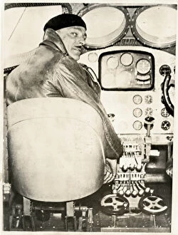 Georges Van Damme in the cockpit of the Renard R.35 airliner