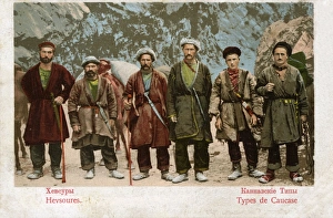 Images Dated 19th August 2016: Georgia - Band of Khevsurians, Caucasus Mountains