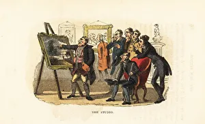 Rudolph Ackermann Prints: Georgian artist with conoisseurs in his studio