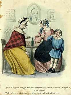 Piercing Prints: Georgian cartoon, two women and a boy