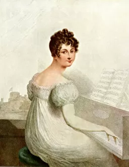 Georgian lady playing a keyboard instrument