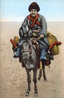 Panniers Prints: Georgian Man region riding a donkey