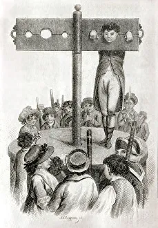 A Georgian Pillory - early 19th century engraving