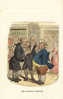 Rudolph Ackermann Prints: Three Georgian quack doctors discussing a medical case