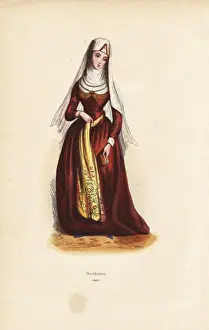 19thcentury Prints: Georgian woman wearing headdress with veil