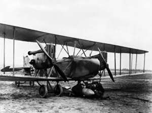 German AEG biplane with ground crew, WW1