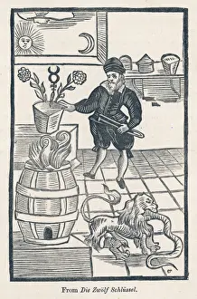German alchemist at work