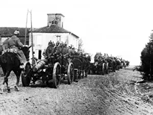 German artillery on the march, Bois de Pietre, France, WW1